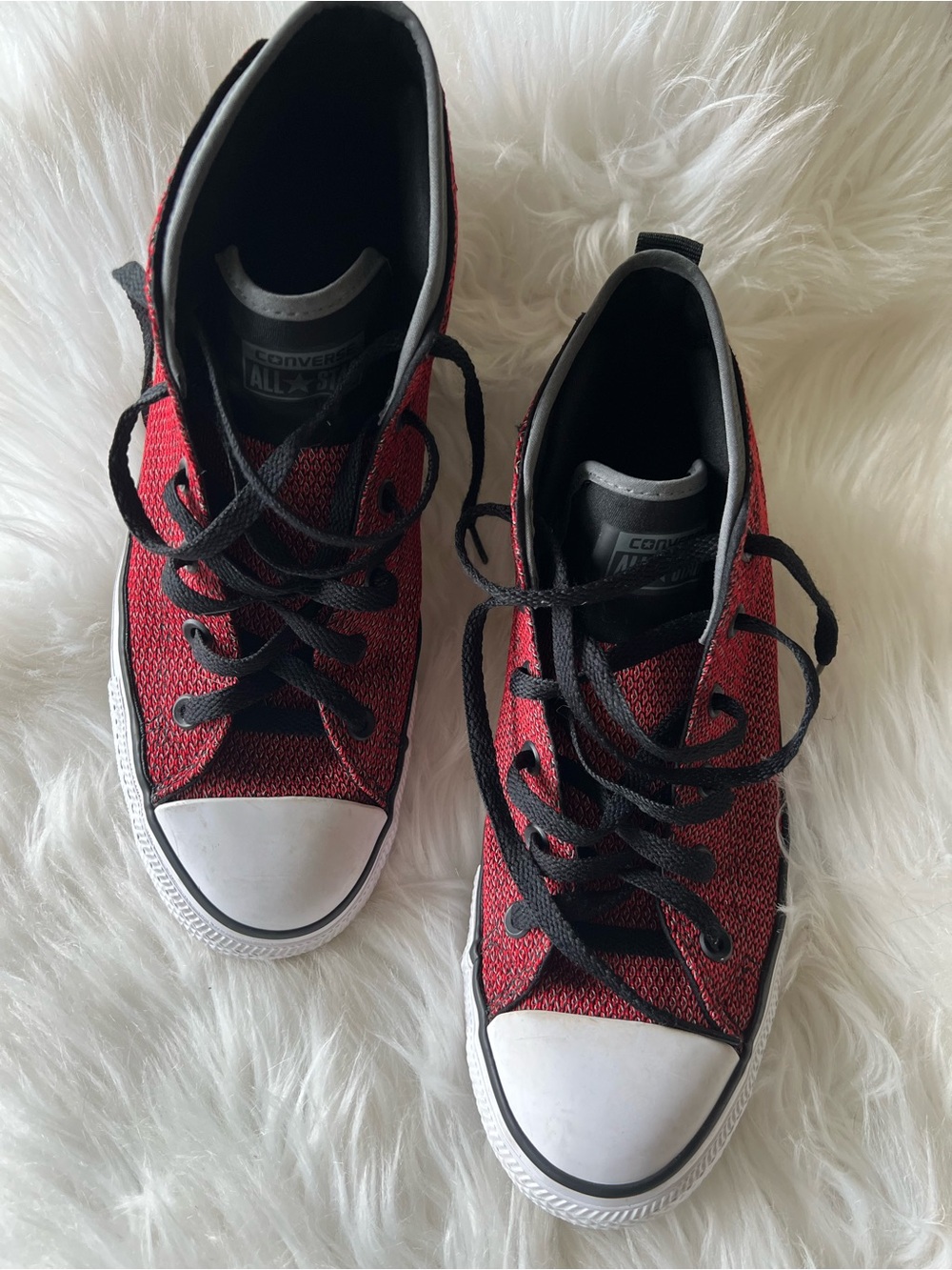 Converse Men Red and Black High-Top Sneakers